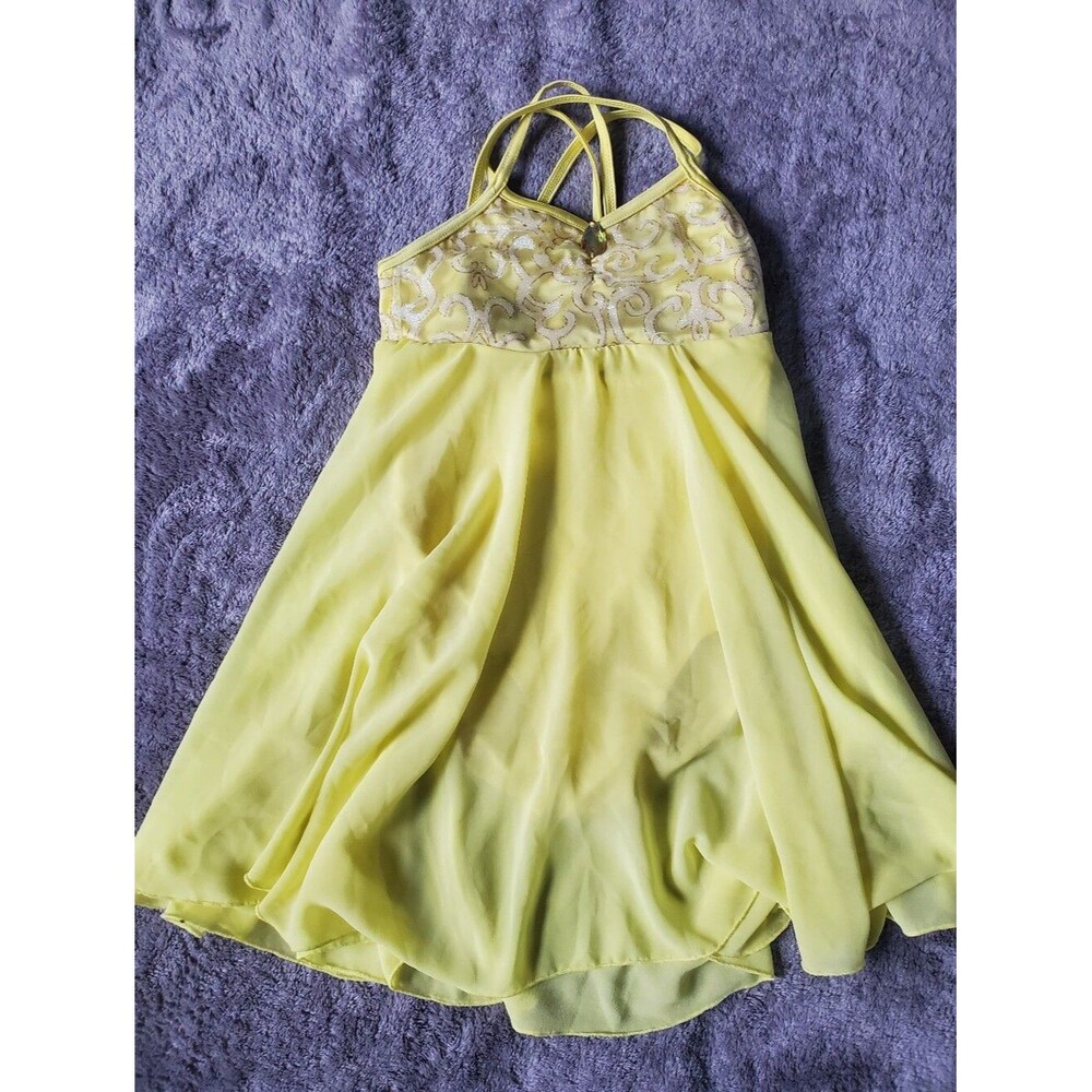 Weissman Girls Yellow Lace-Trim Chiffon Chemise RN 64830 Style 10936 Size SC